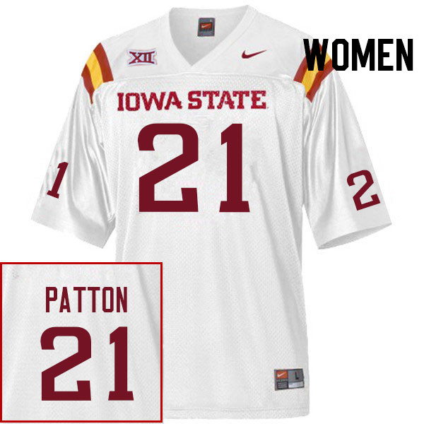 Women #21 Jamison Patton Iowa State Cyclones College Football Jerseys Stitched Sale-White